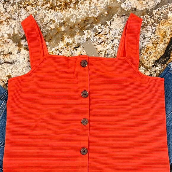 NWT J. Crew Orange/Red Textured Button-Front Tank - Picture 3 of 9